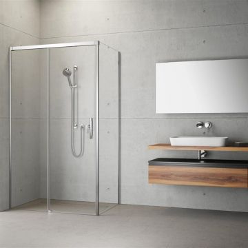 Usa de nisa culisanta Radaway Idea KDJ 140 cm sticla 6 mm crom-transparent deschidere stanga