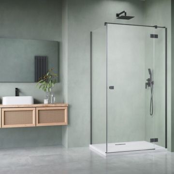 Cabina de dus dreptunghiulara cu usa batanta Radaway Essenza KDJ 100x90 cm finisaj GunMetal periat-transparent dreapta