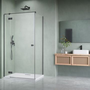 Cabina de dus dreptunghiulara cu usa batanta Radaway Essenza KDJ 90x80 cm finisaj nichel periat-transparent dreapta