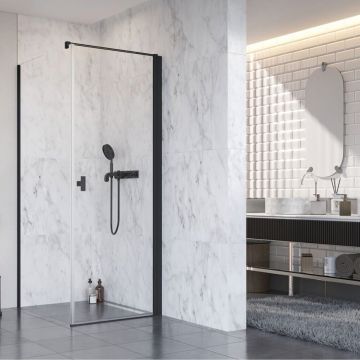 Cabina de dus dreptunghiulara cu usa batanta Radaway Nes KDJ I 100x75 cm finisaj negru mat-transparent dreapta