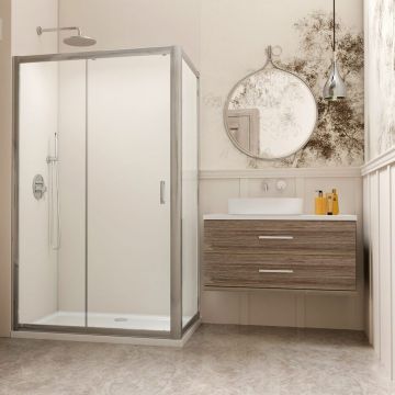 Cabina de dus dreptunghiulara cu usa culisanta Radaway Premium Plus DWJ+S 95x90 cm finisaj crom lucios-transparent