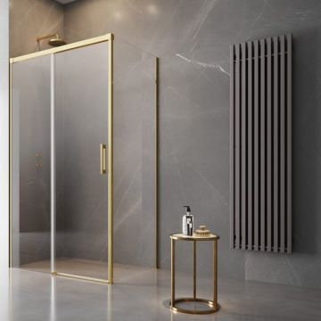 Cabina de dus dreptunghiulara cu usa glisanta Radaway Idea KDJ 140x90 cm auriu-transparent stanga