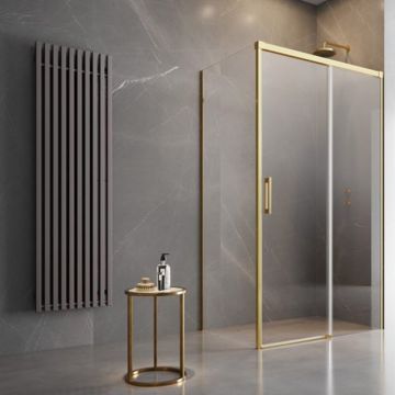 Cabina de dus dreptunghiulara cu usa glisanta Radaway Idea KDJ 150x70 cm auriu-transparent dreapta