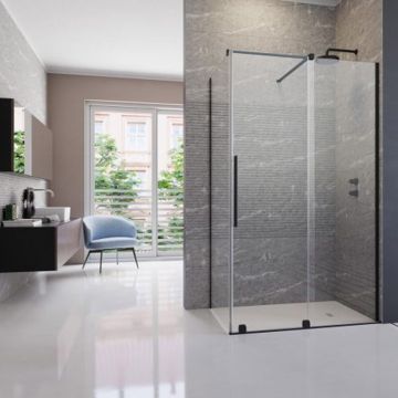 Cabina de dus dreptunghiulara usa culisanta Radaway Furo KDJ 120x80 profil negru mat dreapta