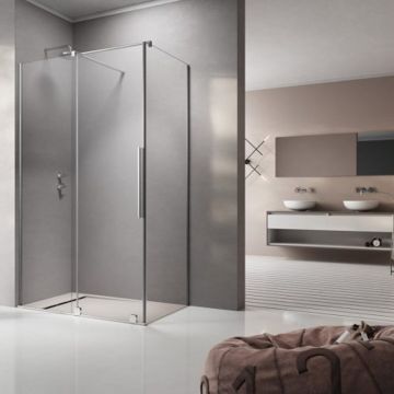 Cabina de dus patrata usa culisanta Radaway Furo KDJ 120x120 profil crom lucios stanga