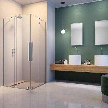 Cabina de dus patrata usi culisante Radaway Furo KDD 80x80 cm profil crom lucios