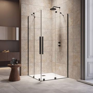 Cabina de dus patrata usi culisante Radaway Furo KDD 90x90 cm profil negru mat