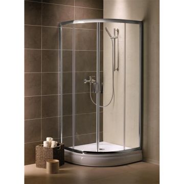 Cabina de dus semirotunda usi culisante Radaway Premium Plus A 1900 90x90 cm profil crom lucios