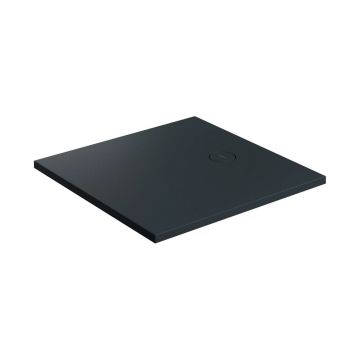 Cadita de dus compozit Omnires AquaRock M+ patrata negru lava mat 80x80 cm