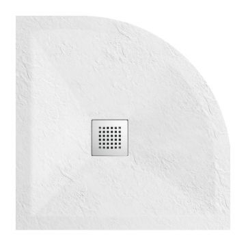 Cadita dus semirotunda Balneo Stone Tray din compozit 80x80 alb