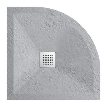 Cadita dus semirotunda Balneo Stone Tray din compozit 80x80 gri deschis