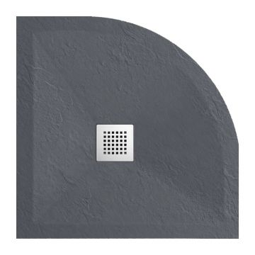 Cadita dus semirotunda Balneo Stone Tray din compozit 90x90 gri inchis
