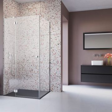 Pachet cabina de dus Torrenta KDJ stanga 80x80 cm, cadita pentru dus Tinos C Compact alb si sifon cadita crom