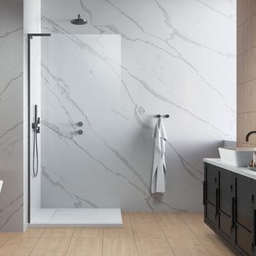 Paravan de dus tip Walk-in Radaway Modo SL II GunMetal periat-transparent 110 cm sticla securizata 8 mm stanga