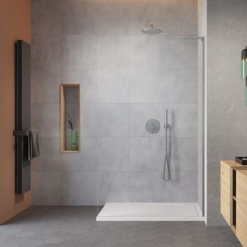 Paravan de dus tip Walk-in Radaway Modo SL II nichel periat-transparent 90 cm sticla securizata 8 mm dreapta