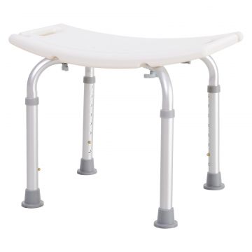 Scaun Baie pentru Dus, inaltime Reglabila, Antiderapant, Cadru din Aluminiu, Alb