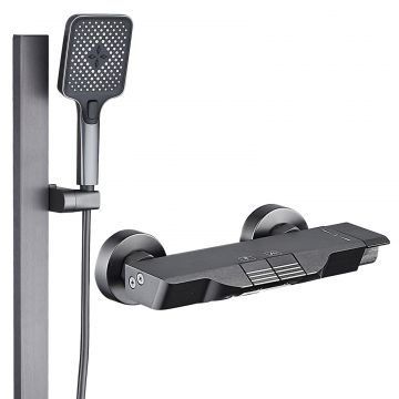 Set de dus RAIZ Origins CORE, 2 functii, Presiune ridicata, Jet reglabil, Montare rapida, Para de dus, Negru Mat