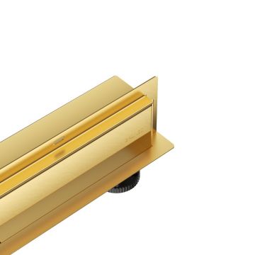 Set rigola dus plus capac Balneo W-Drain Next finisaj auriu lucios 90 cm scurgere la perete