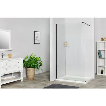 Paravan de dus tip Walk-in Rune Sena 80x200 cm profil negru mat