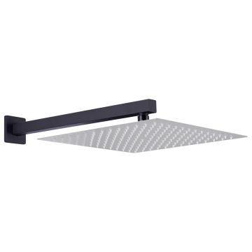 vidaXL Braț suport de duș, pătrat, negru, 40 cm, oțel inoxidabil 201