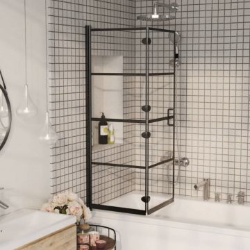 vidaXL Cabină de duș pliabilă, negru, 100x140 cm, ESG