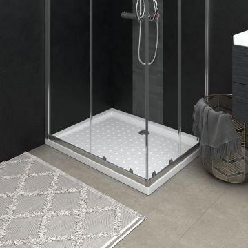 vidaXL Cădiță de duș cu puncte, alb, 90x70x4 cm, ABS