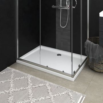 vidaXL Cădiță de duș dreptunghiulară din ABS, alb, 80x110 cm