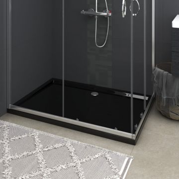 vidaXL Cădiță de duș dreptunghiulară din ABS, negru, 80x120 cm