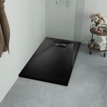 vidaXL Cădiță de duș, negru, 90 x 90 cm, SMC