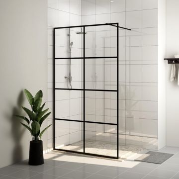 vidaXL Paravan de duș walk-in negru 140x95 cm sticlă ESG transparentă