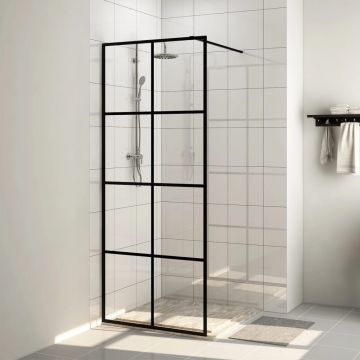 vidaXL Paravan de duș walk-in negru 80x195 cm sticlă ESG transparentă