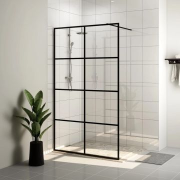 vidaXL Paravan de duș walk-in negru 90x195 cm sticlă ESG transparentă