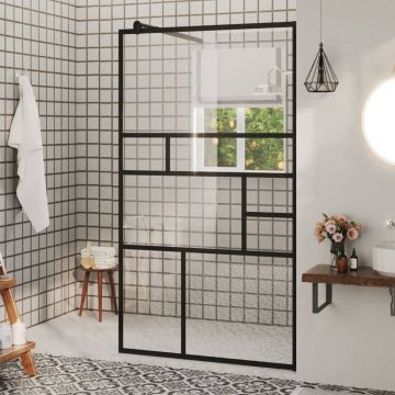 vidaXL Paravan de duș walk-in negru 90x195 cm sticlă ESG transparentă