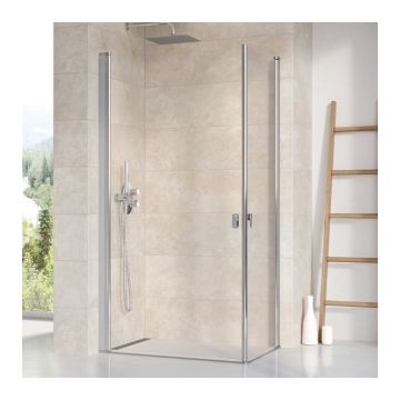 Cabina de dus Ravak Chrome 100x100xH195 cm, profil crom slefuit lucios