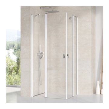 Cabina dus Ravak Chrome CRV2+CRV2, 100x100xH195 cm, profil alb