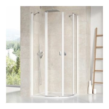 Cabina dus semirotunda Ravak Chrome 80x80xH195 cm, profil alb la reducere