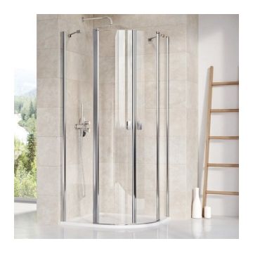 Cabina dus semirotunda Ravak Chrome 80x80xH195 cm, profil crom slefuit lucios la reducere