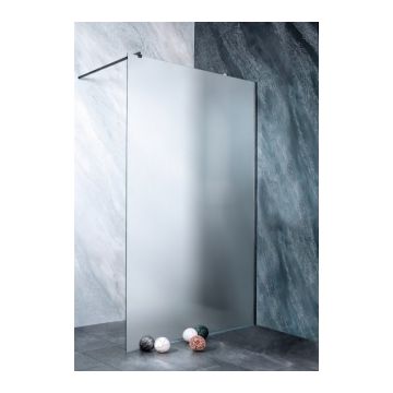 Cabina dus Walk-In Sanotechnik Sanoflex Black 128xH195 cm, sticla mata