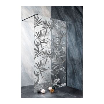 Cabina dus Walk-In Sanotechnik Sanoflex Black Print Ceramic 105xH195 cm