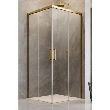 Cabina de dus cu Radaway 80x100 cm Idea Gold cu usi glisante auriu