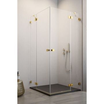 Cabina de dus Radaway 100x80 cm Essenza Pro Gold profil auriu usi batante