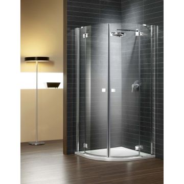 Cabina de dus Radaway 80x80 cm Almatea crom semirotunda cu usi batante