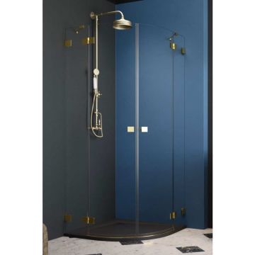 Cabina dus Radaway 100x100 cm Essenza Pro Gold PDD cu usi batante auriu