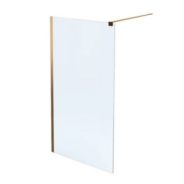 Paravan de dus tip Walk-in Massi Walk In Fix auriu 100x195 cm sticla transparenta