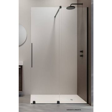 Paravan dus Walk-In Radaway 110 cm Furo Black Walk-In cu usa glisanta