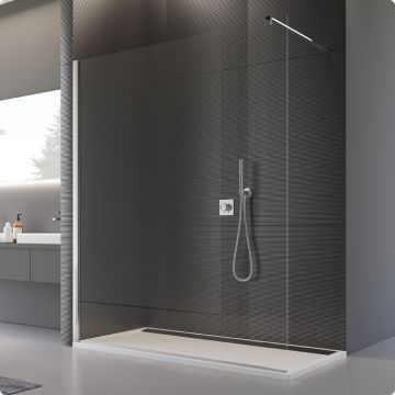 Cabina de dus tip walk-in SanSwiss Pur 100cm profil crom la reducere