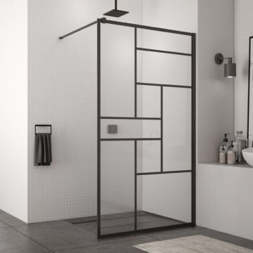 Cabina de dus Walk-In SanSwiss Easy STR4P 100 cm sticla securizata Loft 73 8 mm profil negru mat ieftina