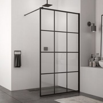 Cabina de dus Walk-In SanSwiss Easy STR4P 100 cm sticla securizata Loft 75 8 mm profil negru mat ieftina