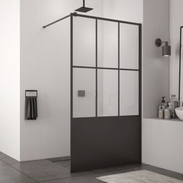 Cabina de dus Walk-In SanSwiss Easy STR4P 100 cm sticla securizata Loft 76 8 mm profil negru mat ieftina