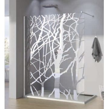 Cabina de dus Walk-In SanSwiss Pur 120 cm sticla securizata decor Tree 8 mm